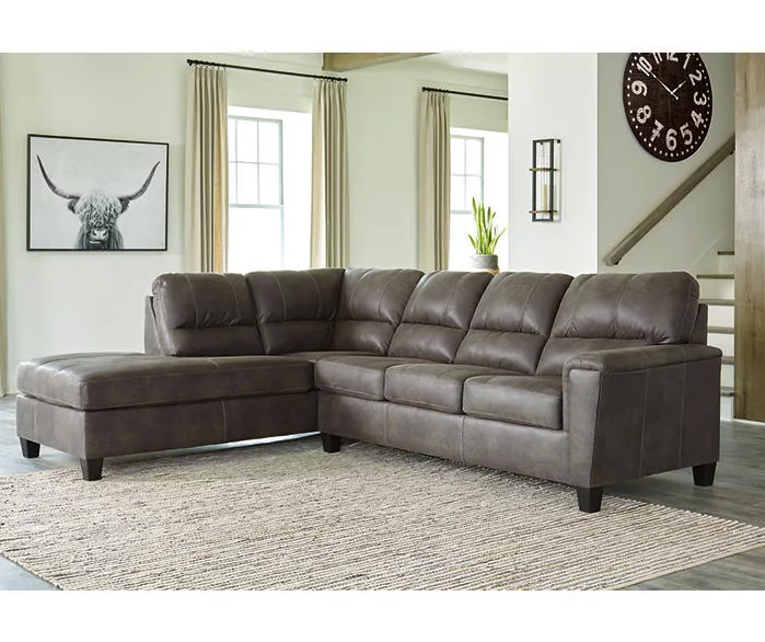 Signature Design By Ashley Navi Smoke Faux Leather Sectional With Left-Facing Chaise - Image 2