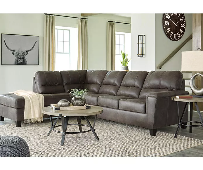 Signature Design By Ashley Navi Smoke Faux Leather Sectional With Left-Facing Chaise - Image 4