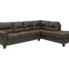 Signature Design By Ashley Navi Smoke Faux Leather Sleeper Sectional With Right-Facing Chaise