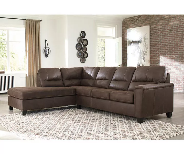 Signature Design By Ashley Navi Chestnut Faux Leather Sleeper Sectional With Left-Facing Chaise - Image 3