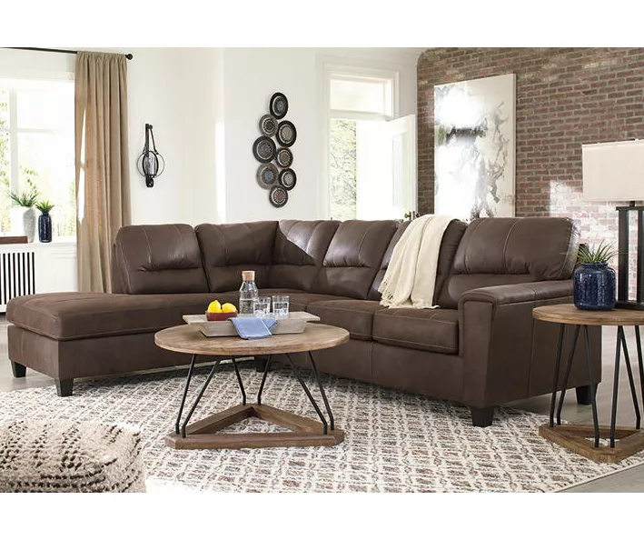 Signature Design By Ashley Navi Chestnut Faux Leather Sleeper Sectional With Left-Facing Chaise - Image 5