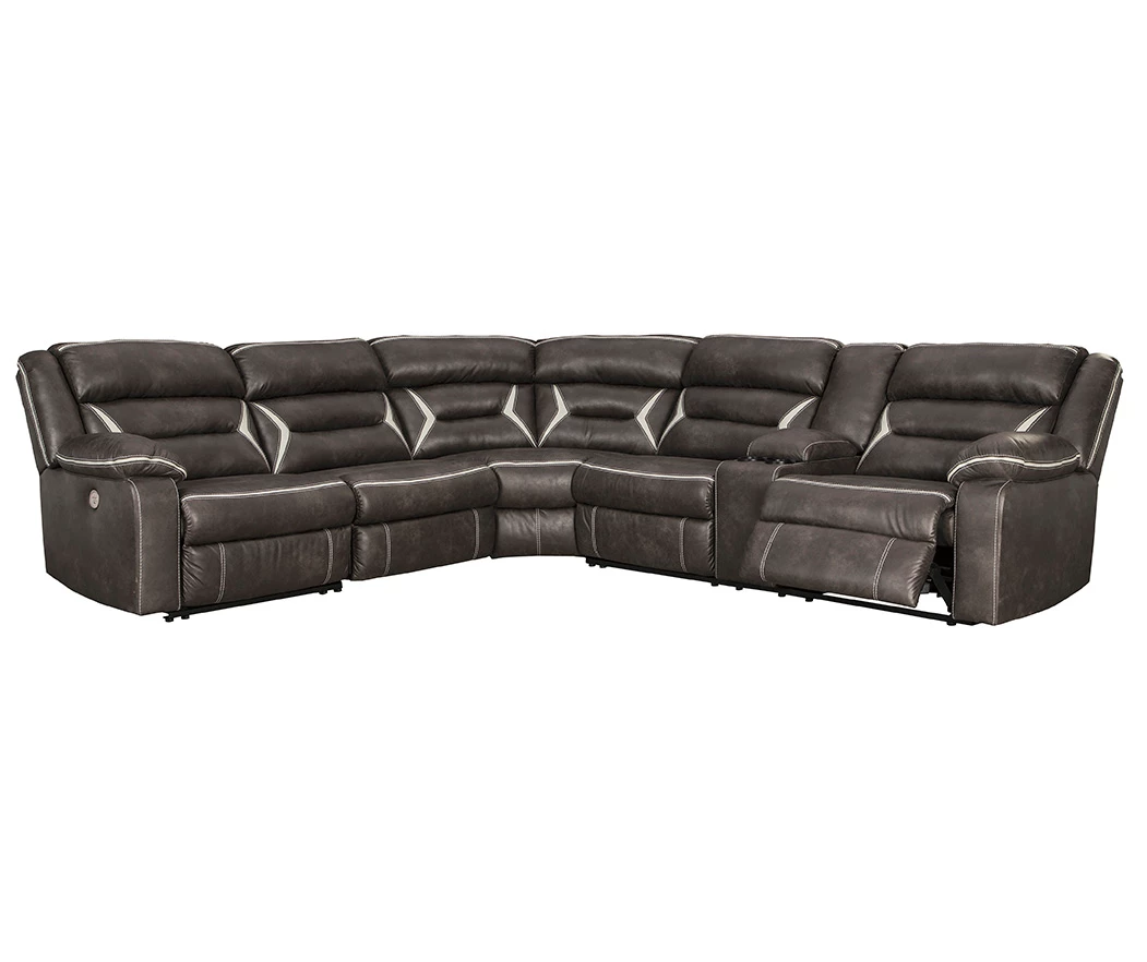 Signature Design By Ashley Kincord 4-Piece Faux Leather Power Reclining Sectional With Right-Arm-Facing Console Sofa - Image 2