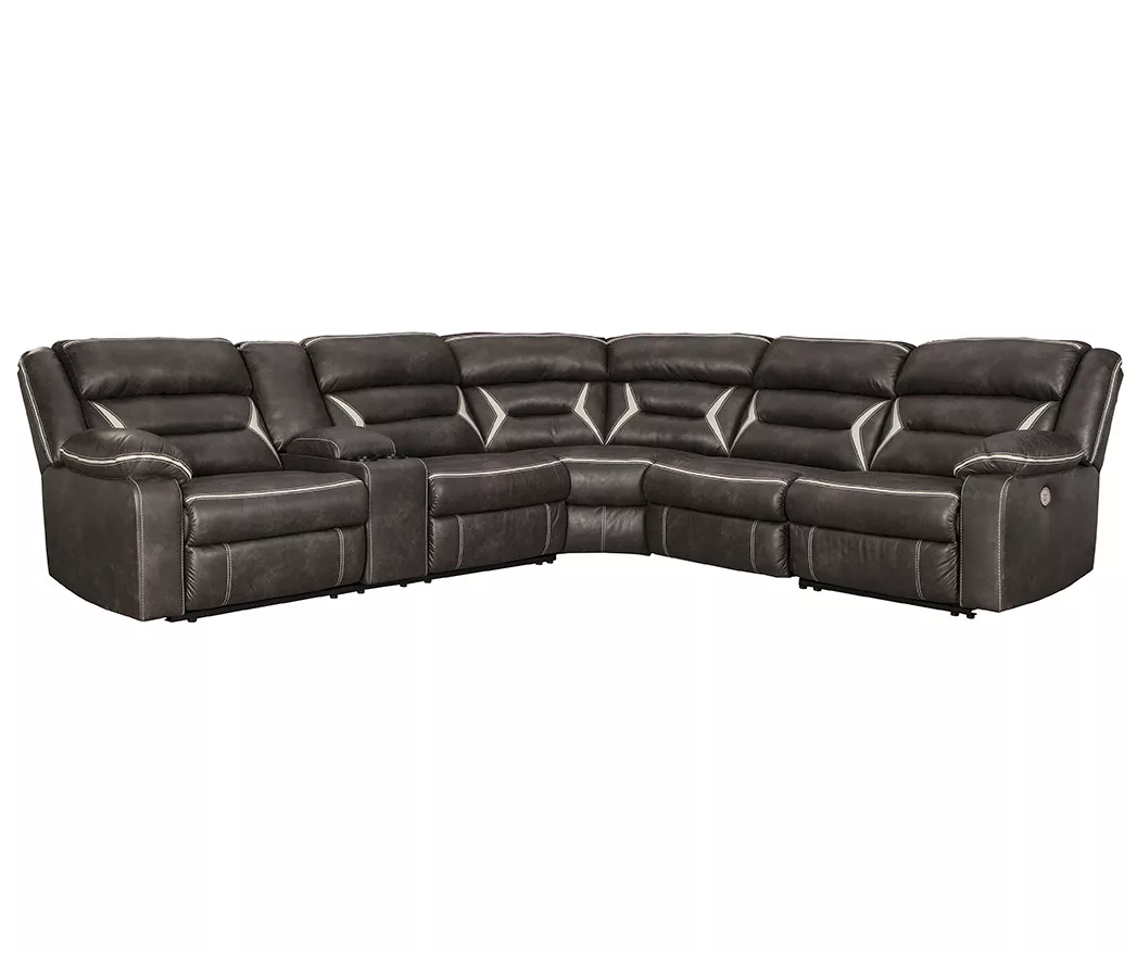 Signature Design By Ashley Kincord 4-Piece Faux Leather Power Reclining Sectional With Left-Arm-Facing Console Sofa - Image 2