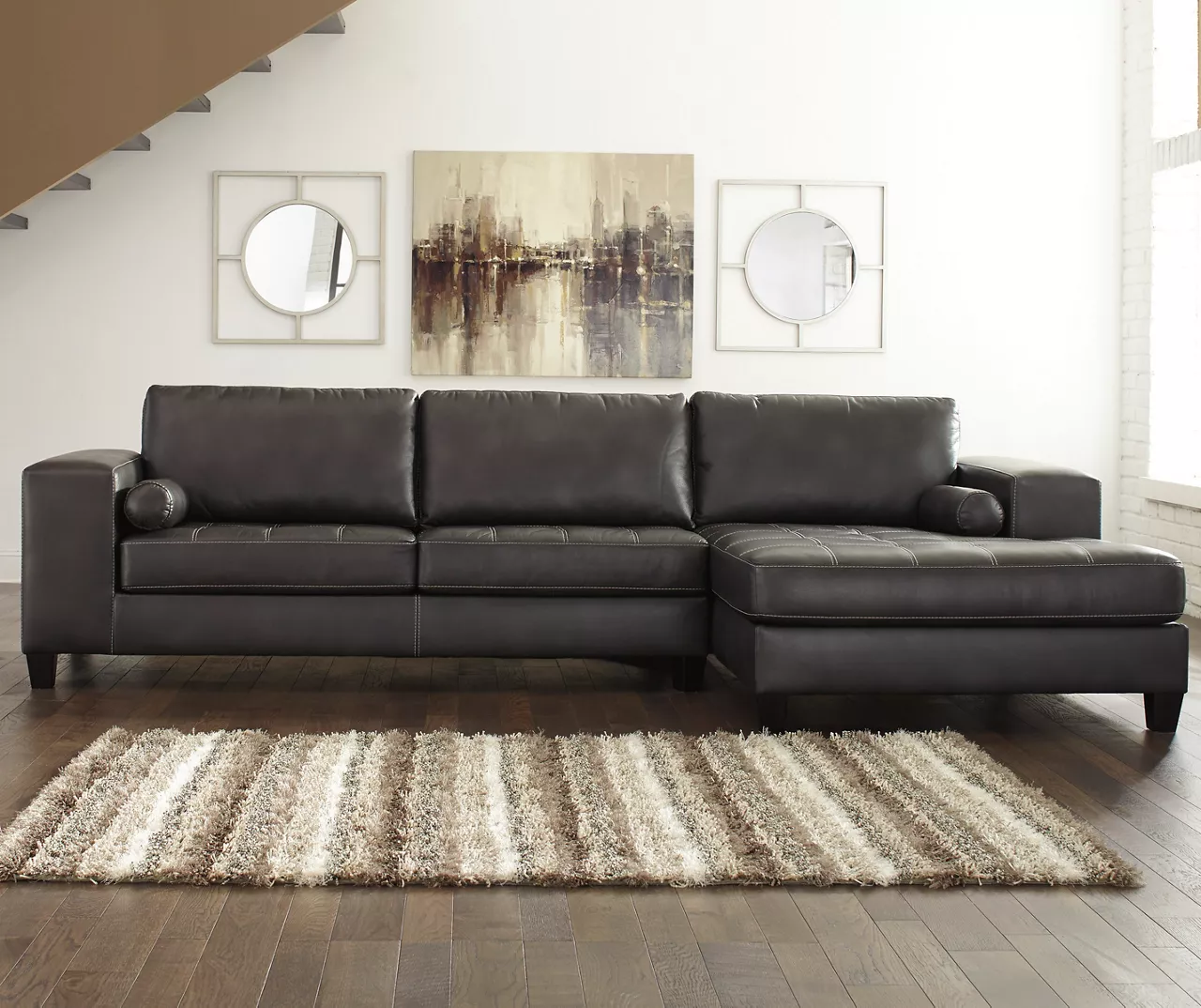 Signature Design By Ashley Nokomis Faux Leather Sectional With Right-Arm-Facing Chaise - Image 2